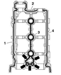Схема укладки герметика на раму распредвалов