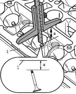 Измерение расстояния между концом стержня клапана и средним мостом распредвалов