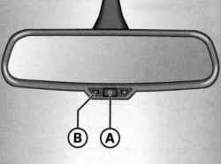 Контрольная лампа и клавиша включения / выключения экранируемого внутреннего зеркала